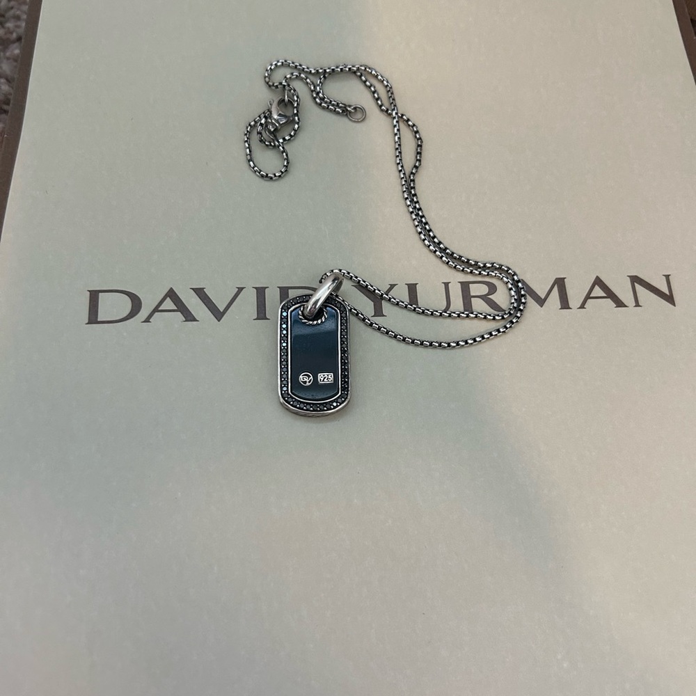 David Yurman Onyx Dog Tag Necklace